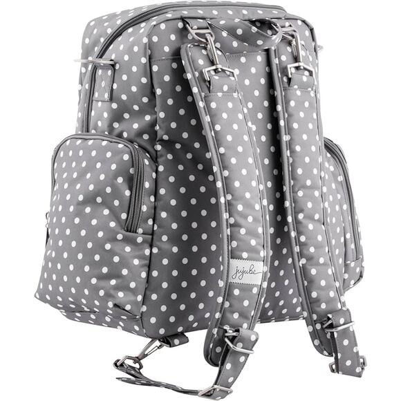 JuJuBe Nurtured Large Breast Pump Backpack Diaper Baby Bag Polka Dot Gray White - Picture 3 of 11